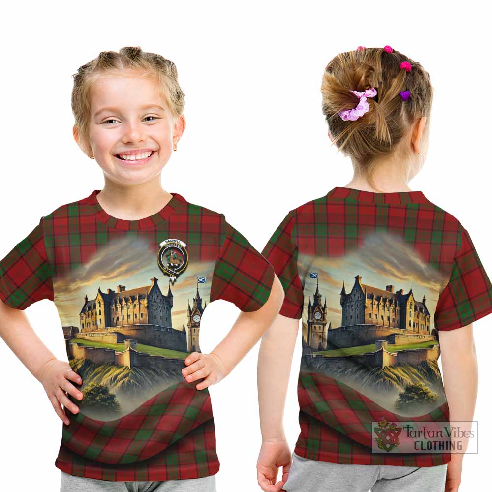 Tartan Vibes Clothing Maxwell Tartan Family Crest Kid T-Shirt with Scottish Ancient Castle Style