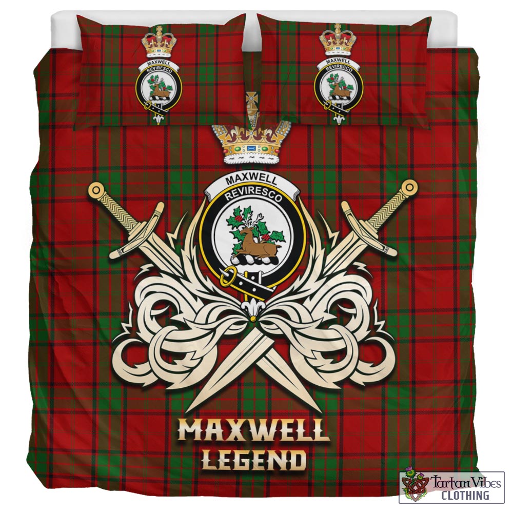 Tartan Vibes Clothing Maxwell Tartan Bedding Set with Clan Crest and the Golden Sword of Courageous Legacy