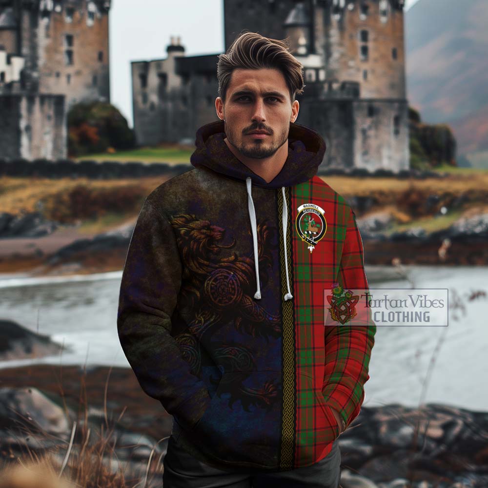 Tartan Vibes Clothing Maxwell Tartan Family Crest Cotton Hoodie Alba Gu Brath Be Brave Lion Ancient Style