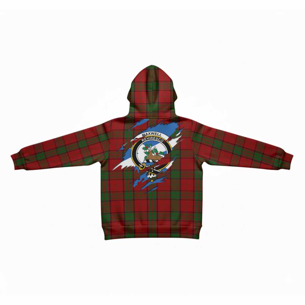 Maxwell Clan Crest In Me Tartan Kid Hoodie Scotland Flag Style