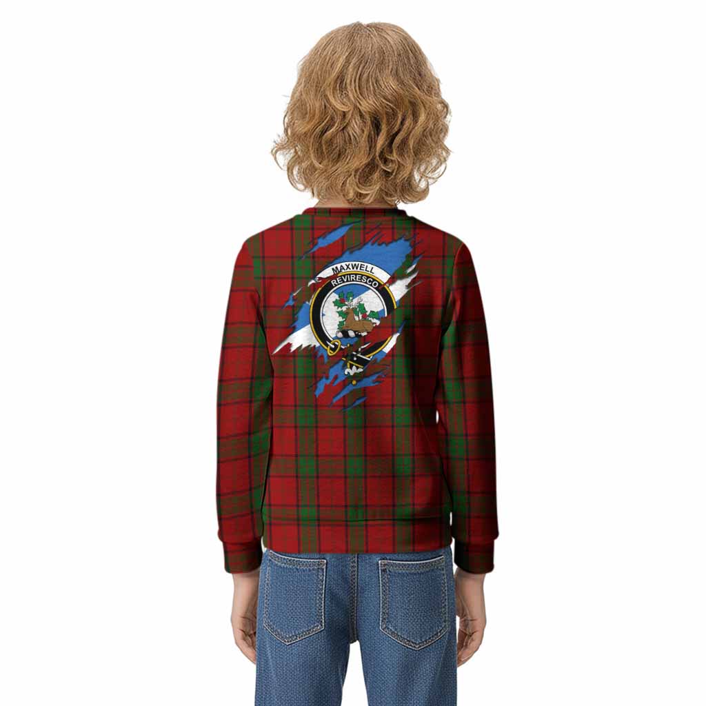Maxwell Clan Crest In Me Tartan Kid Knitted Sweatshirt Scotland Flag Style