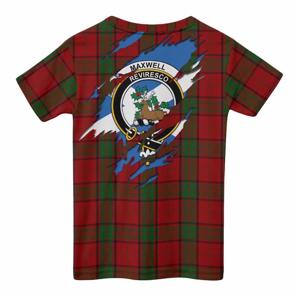Maxwell Clan Crest In Me Tartan Kid T-shirt Scotland Flag Style