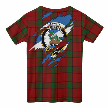 Maxwell Clan Crest In Me Tartan Kid T-shirt Scotland Flag Style