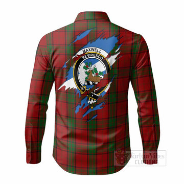 Maxwell Clan Crest In Me Tartan Long Sleeve Button Shirts Scotland Flag Style