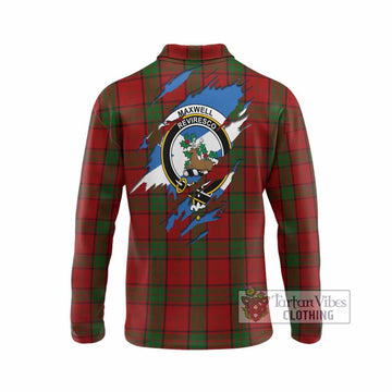 Maxwell Clan Crest In Me Tartan Long Sleeve Polo Shirt Scotland Flag Style