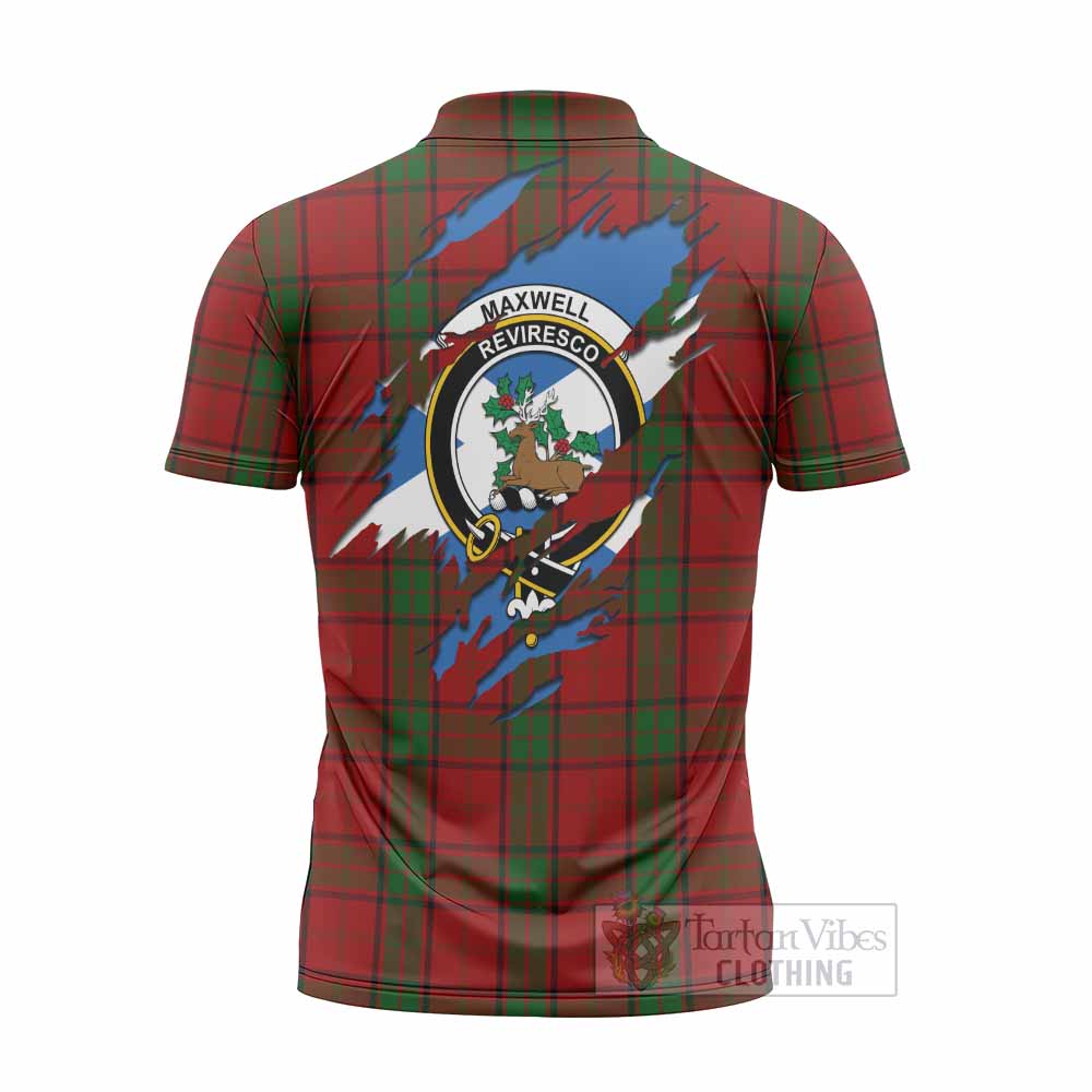 Maxwell Clan Crest In Me Tartan Zipper Polo Shirt Scotland Flag Style