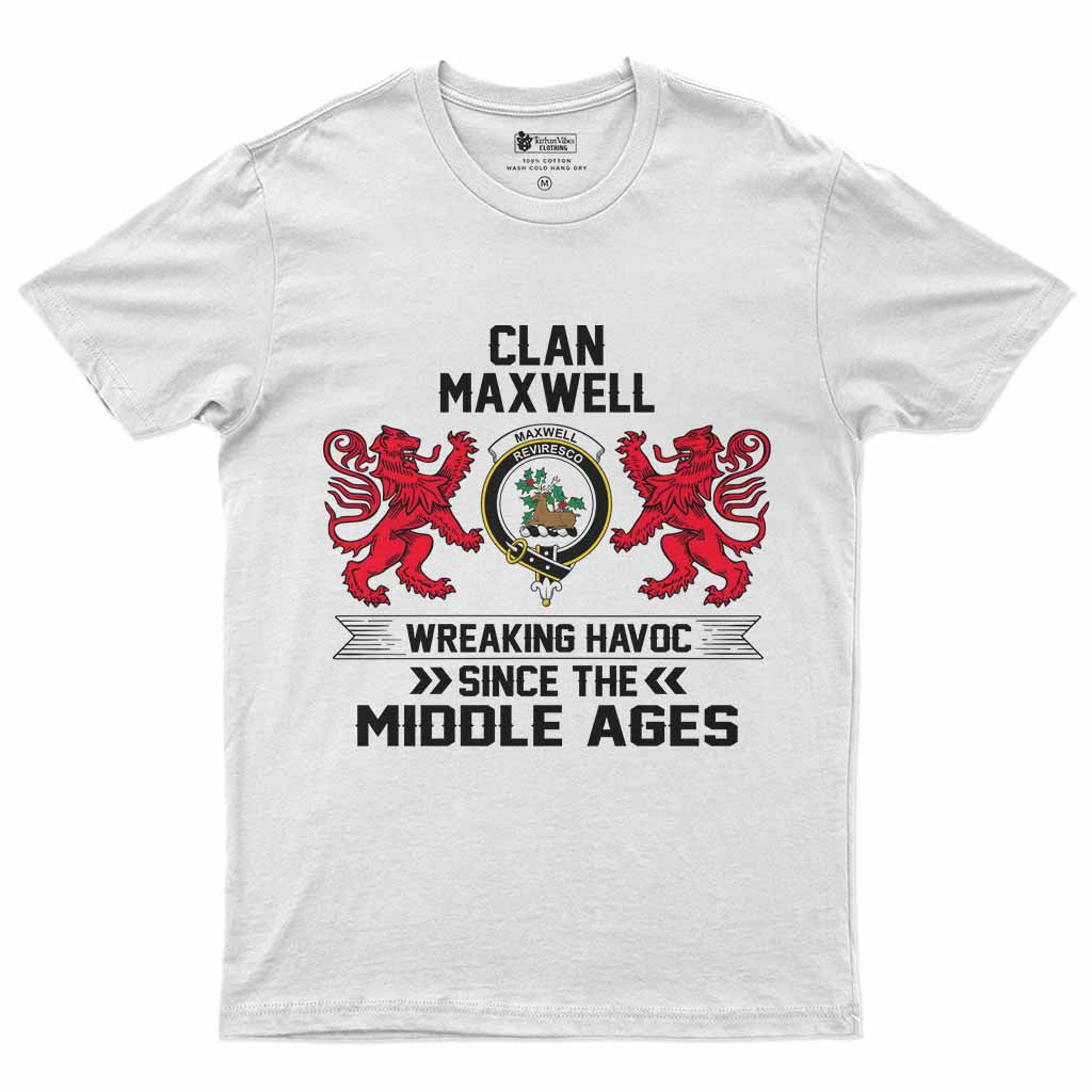 Maxwell Clan Crest Men's T-Shirt Wreaking Havoc White - Tartan Vibes Clothing