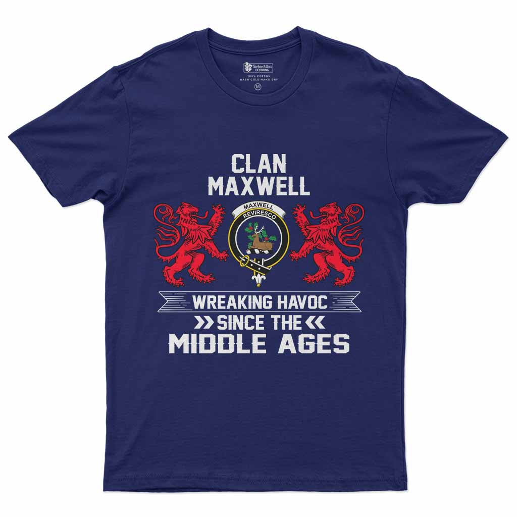 Maxwell Clan Crest Men's T-Shirt Wreaking Havoc Navy - Tartan Vibes Clothing