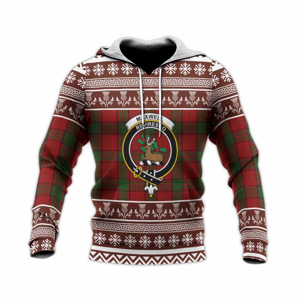 Maxwell Clan Tartan Christmas Knitted Hoodie with Family Crest - Tartan Vibes Clothing