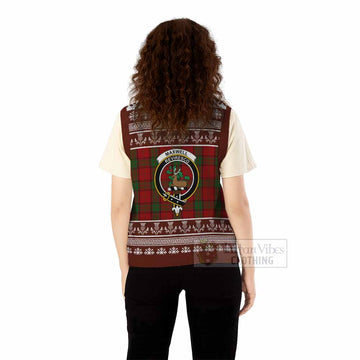 Maxwell Clan Tartan Christmas Knitted V-Neck Vest with Family Crest