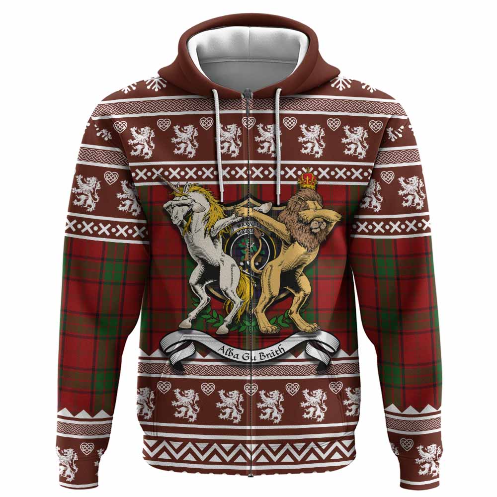 Maxwell Clan Tartan Crest Christmas Hoodie Coat of Arms Funny Style - Tartan Vibes Clothing