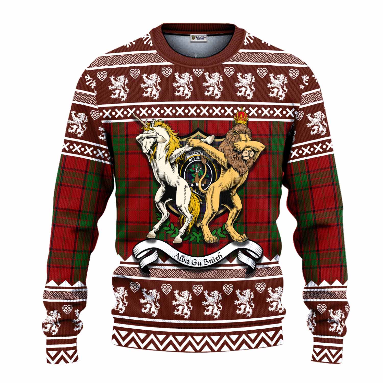 Maxwell Clan Tartan Crest Christmas Ugly Sweater Coat of Arms Funny Style - Tartan Vibes Clothing