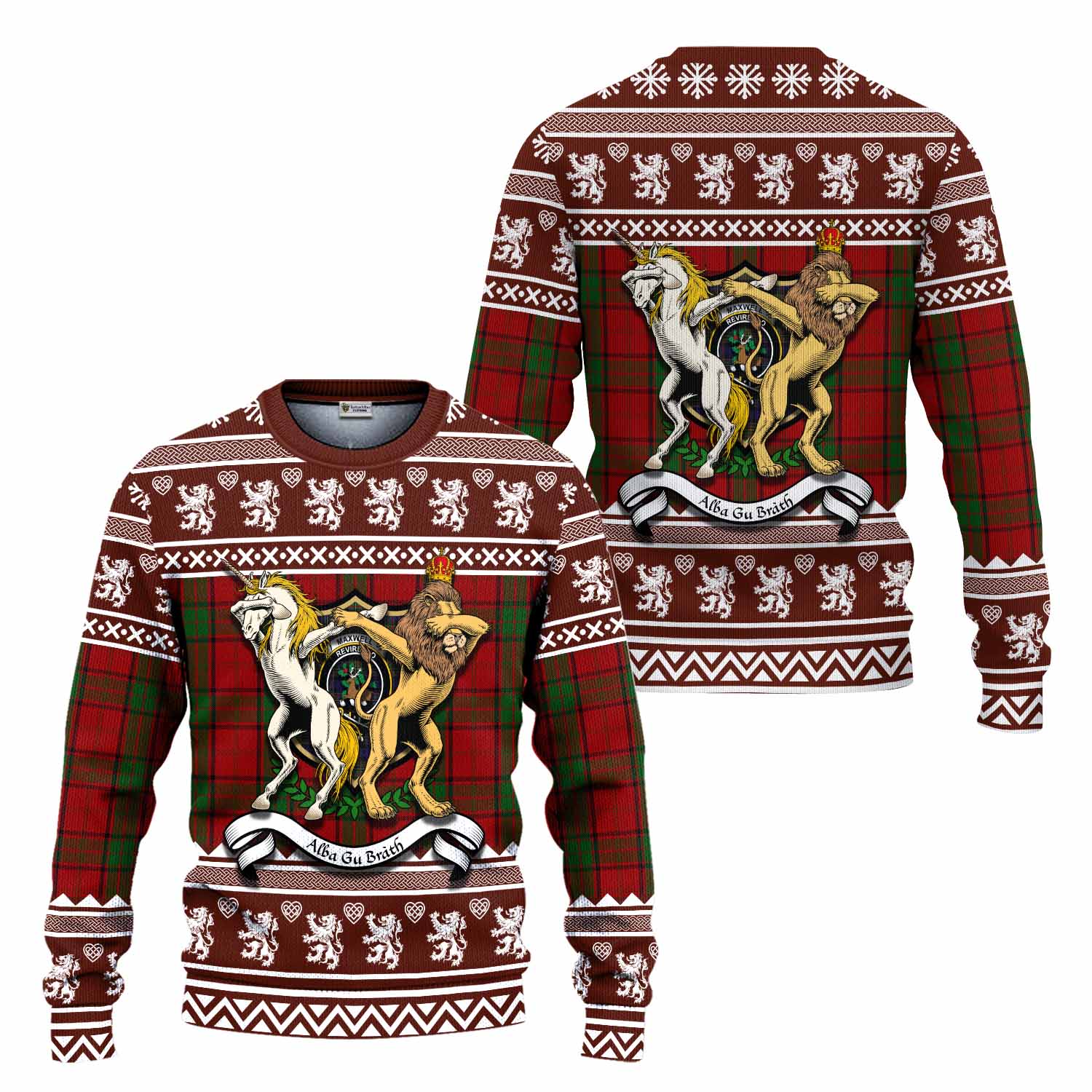 Maxwell Clan Tartan Crest Christmas Ugly Sweater Coat of Arms Funny Style - Tartan Vibes Clothing