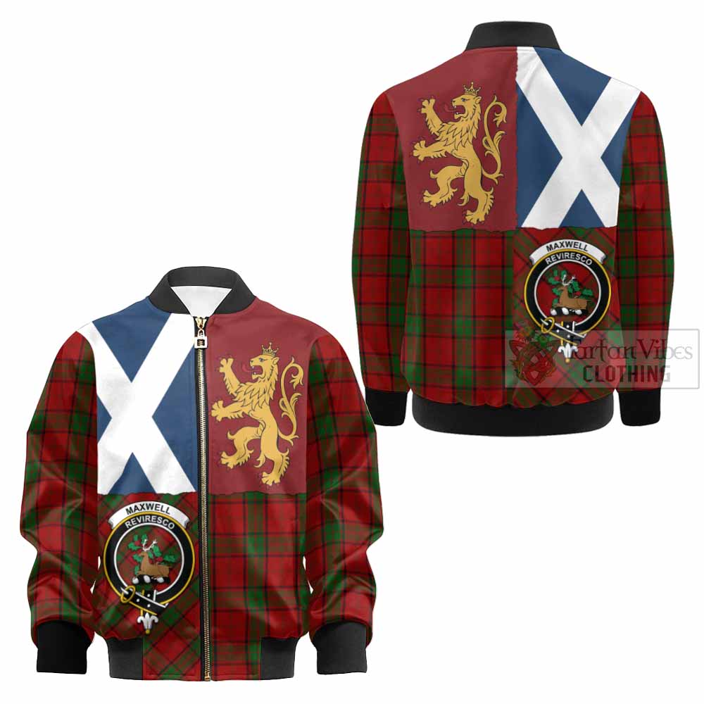 Maxwell Crest Tartan Kid Bomber Jacket with Lion Rampant Saltire Style - Tartan Vibes Clothing