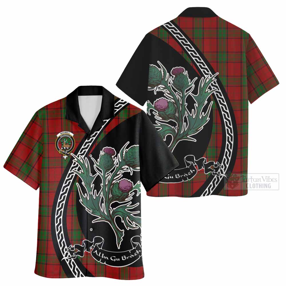 Maxwell Family Crest Tartan Hawaiian Shirt Alba Thistle Inspired - Tartan Vibes Clothing