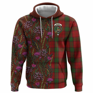 Maxwell Family Crest Tartan Hoodie Scottish Thistle Flower Pattern Half Style