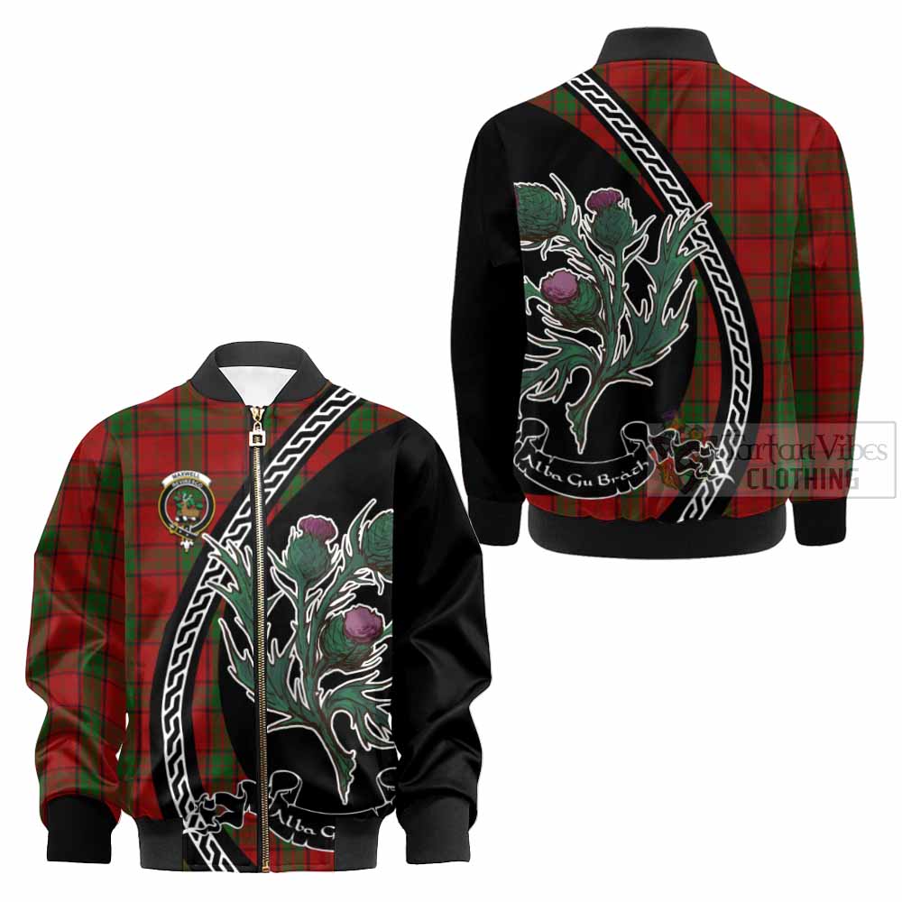 Maxwell Family Crest Tartan Kid Bomber Jacket Alba Thistle Inspired - Tartan Vibes Clothing