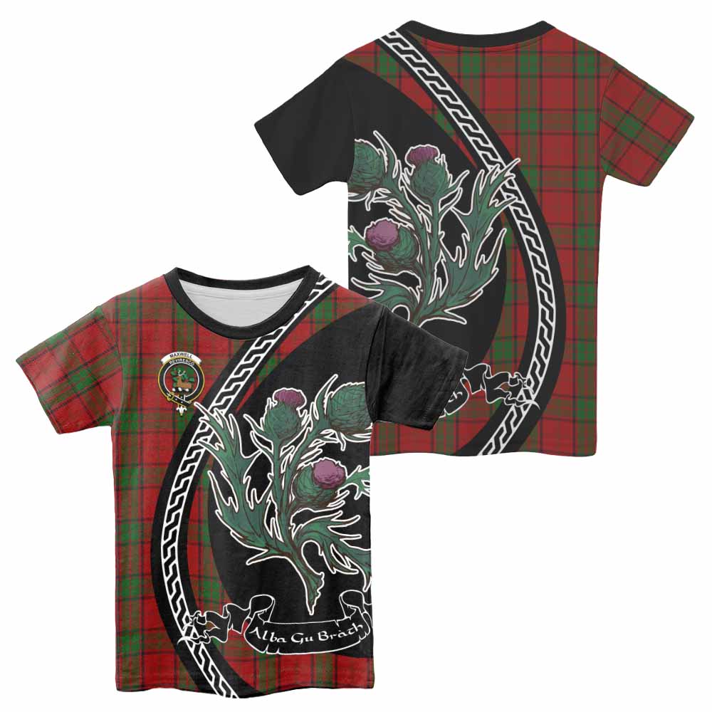 Maxwell Family Crest Tartan Kid T-shirt Alba Thistle Inspired - Tartan Vibes Clothing