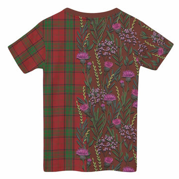 Maxwell Family Crest Tartan Kid T-shirt Scottish Thistle Flower Pattern Half Style - Tartan Vibes Clothing