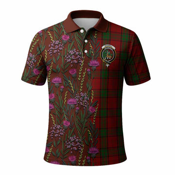 Maxwell Family Crest Tartan Polo Shirt Scottish Thistle Flower Pattern Half Style