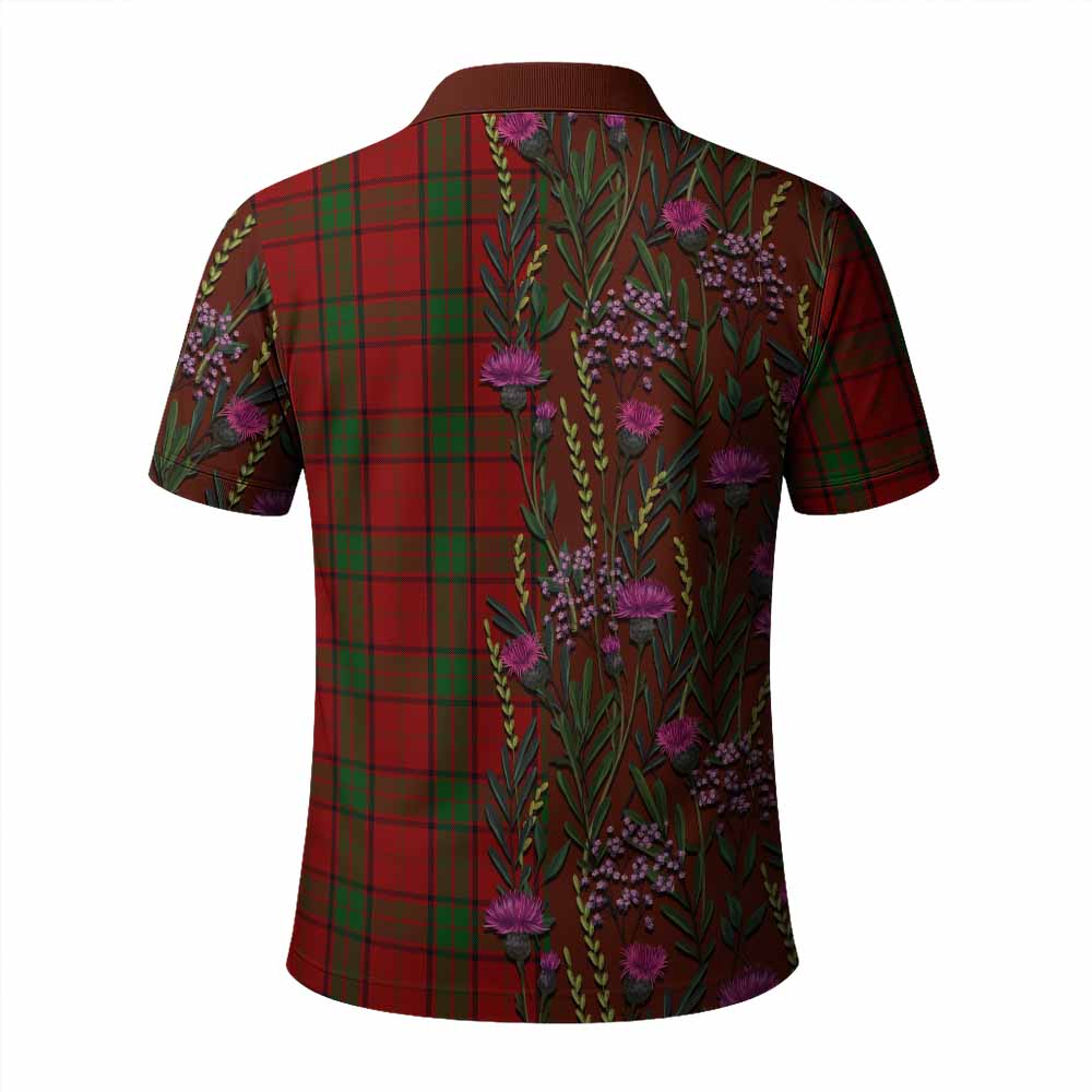 Maxwell Family Crest Tartan Polo Shirt Scottish Thistle Flower Pattern Half Style - Tartan Vibes Clothing