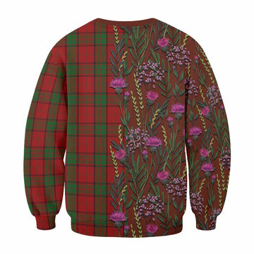 Maxwell Family Crest Tartan Sweatshirt Scottish Thistle Flower Pattern Half Style