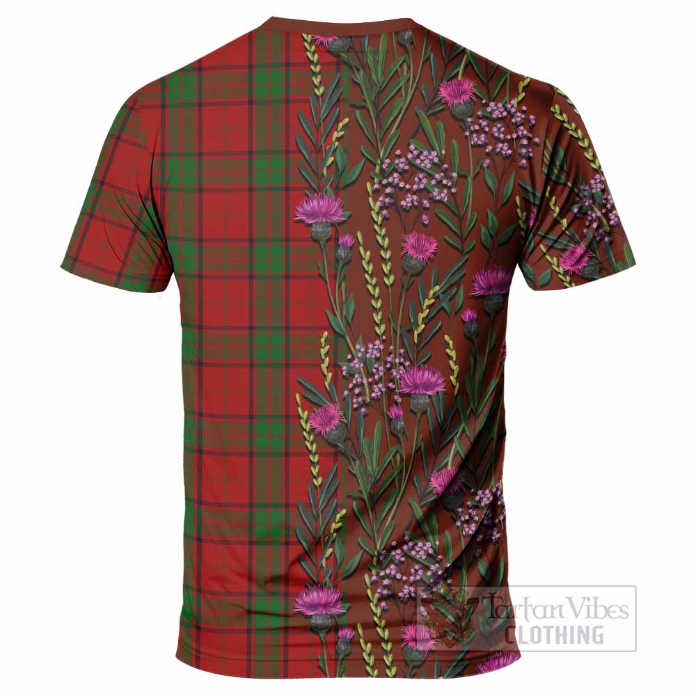 Maxwell Family Crest Tartan T-Shirt Scottish Thistle Flower Pattern Half Style - Tartan Vibes Clothing