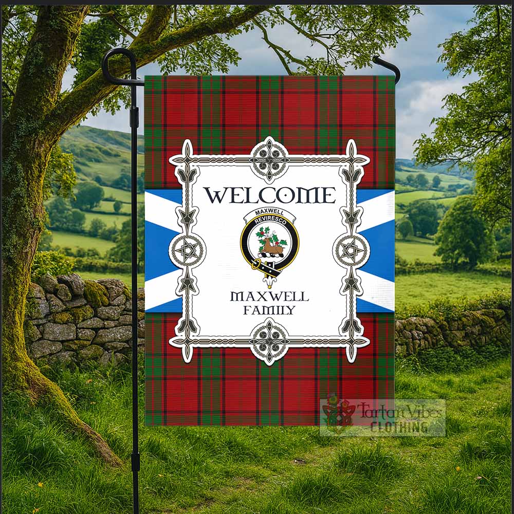 Maxwell Family Crest Tartan Welcome Garden Flag Saltire Harmony Style - Tartan Vibes Clothing