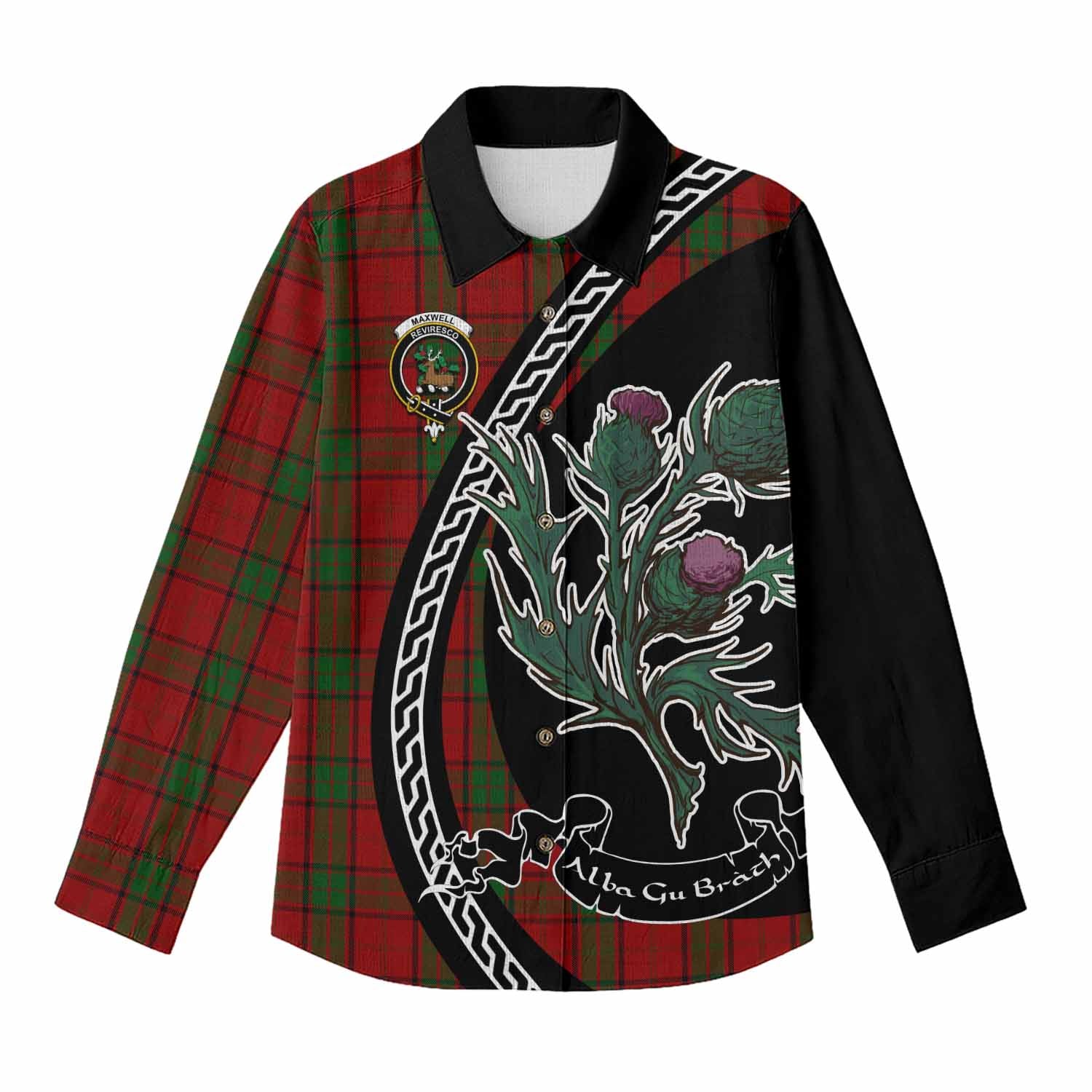 Maxwell Family Crest Tartan Women Casual Shirt Alba Thistle Inspired - Tartan Vibes Clothing