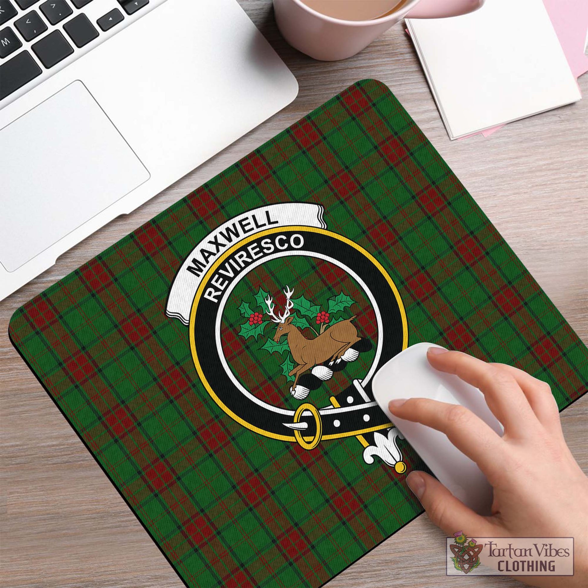 Tartan Vibes Clothing Maxwell Hunting Tartan Mouse Pad with Family Crest