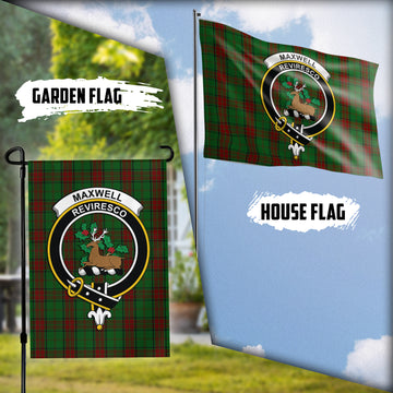 Maxwell Hunting Tartan Flag with Family Crest