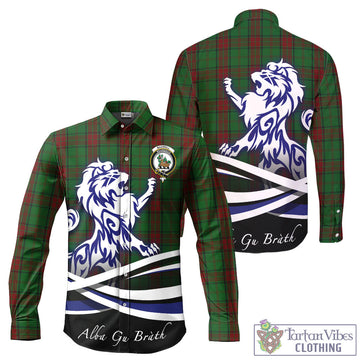 Maxwell Hunting Tartan Long Sleeve Button Up Shirt with Alba Gu Brath Regal Lion Emblem
