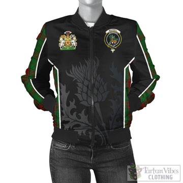 Maxwell Hunting Tartan Bomber Jacket with Family Crest and Scottish Thistle Vibes Sport Style