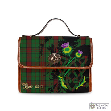 Maxwell Hunting Tartan Waterproof Canvas Bag with Scotland Map and Thistle Celtic Accents