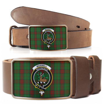 Maxwell Hunting Tartan Belt Buckles with Family Crest