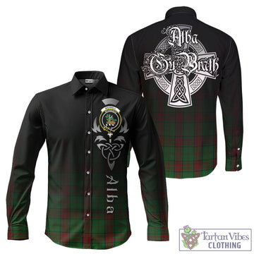 Maxwell Hunting Tartan Long Sleeve Button Up Featuring Alba Gu Brath Family Crest Celtic Inspired