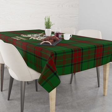 Maxwell Hunting Tartan Tablecloth with Clan Crest and the Golden Sword of Courageous Legacy