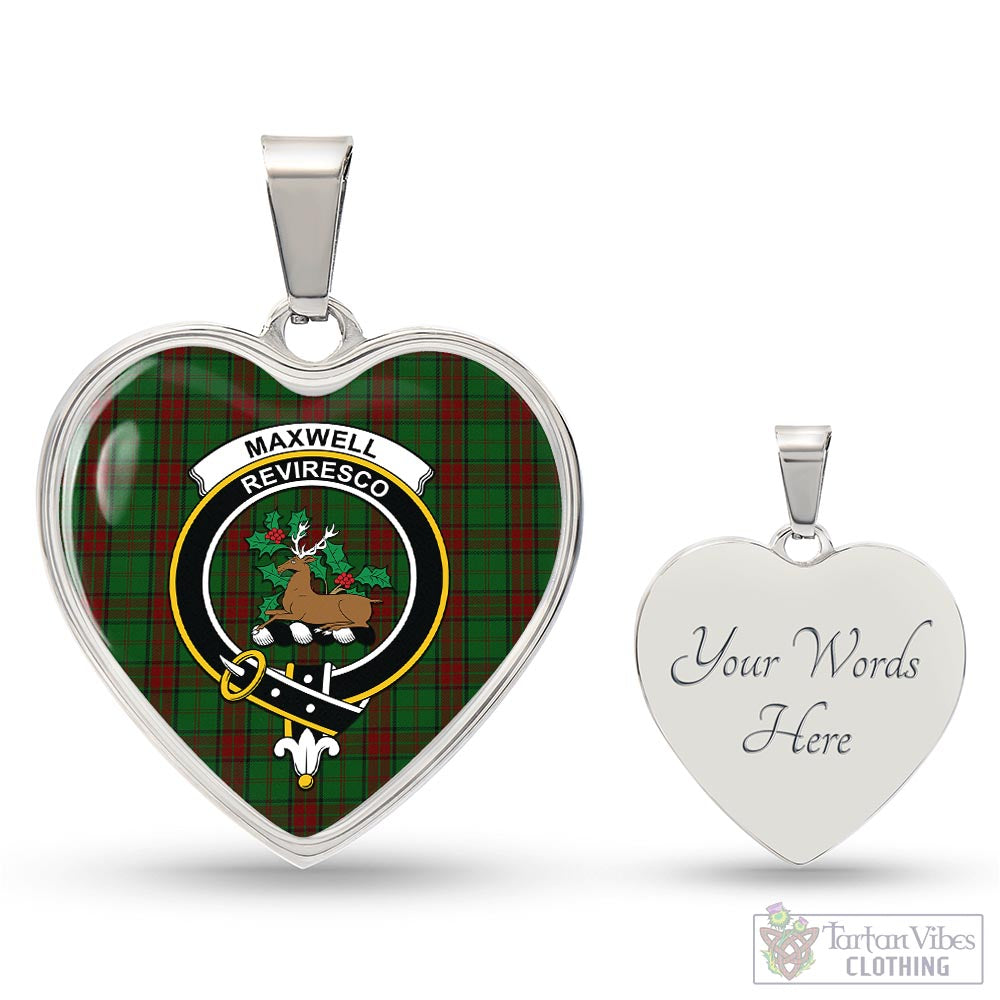 Tartan Vibes Clothing Maxwell Hunting Tartan Heart Necklace with Family Crest