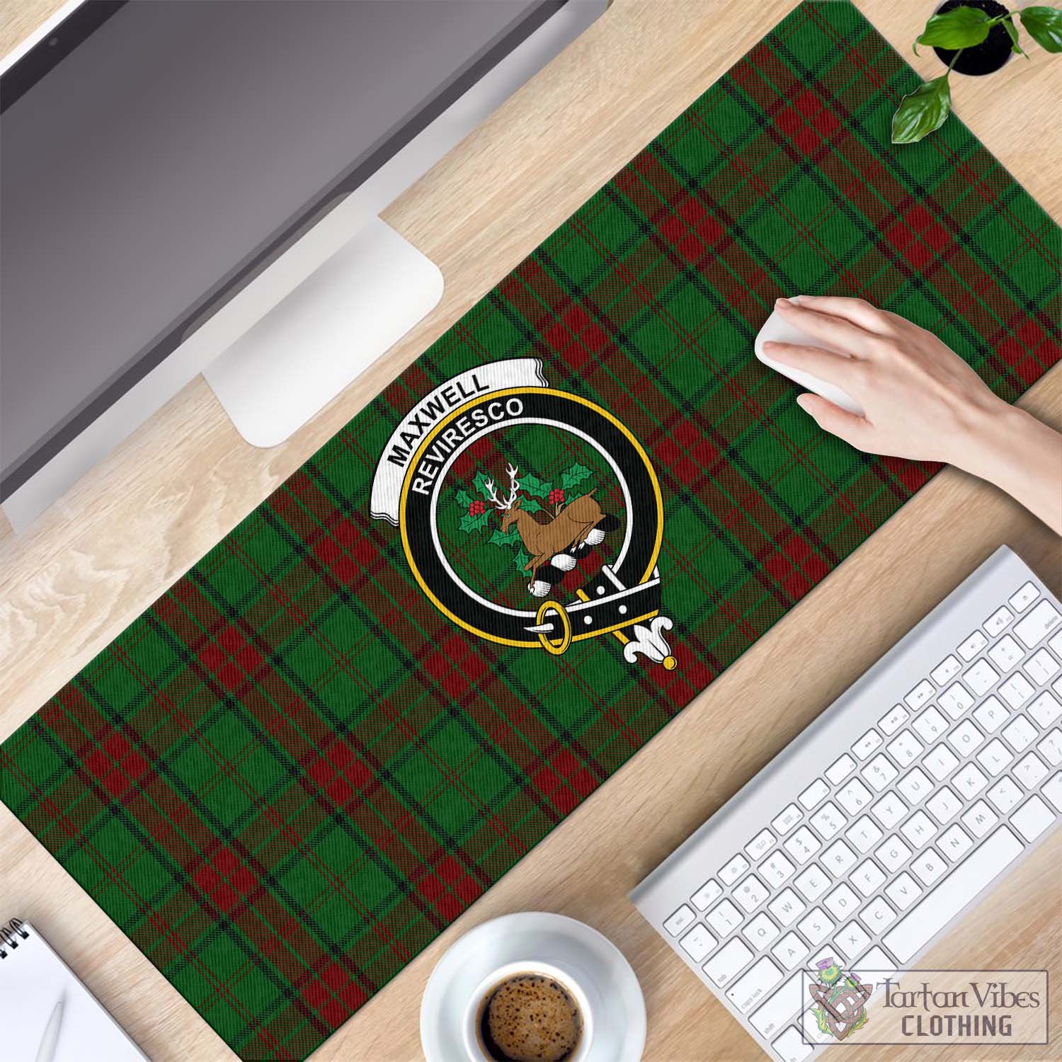 Tartan Vibes Clothing Maxwell Hunting Tartan Mouse Pad with Family Crest