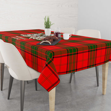 Maxwell Modern Tartan Tablecloth with Clan Crest and the Golden Sword of Courageous Legacy