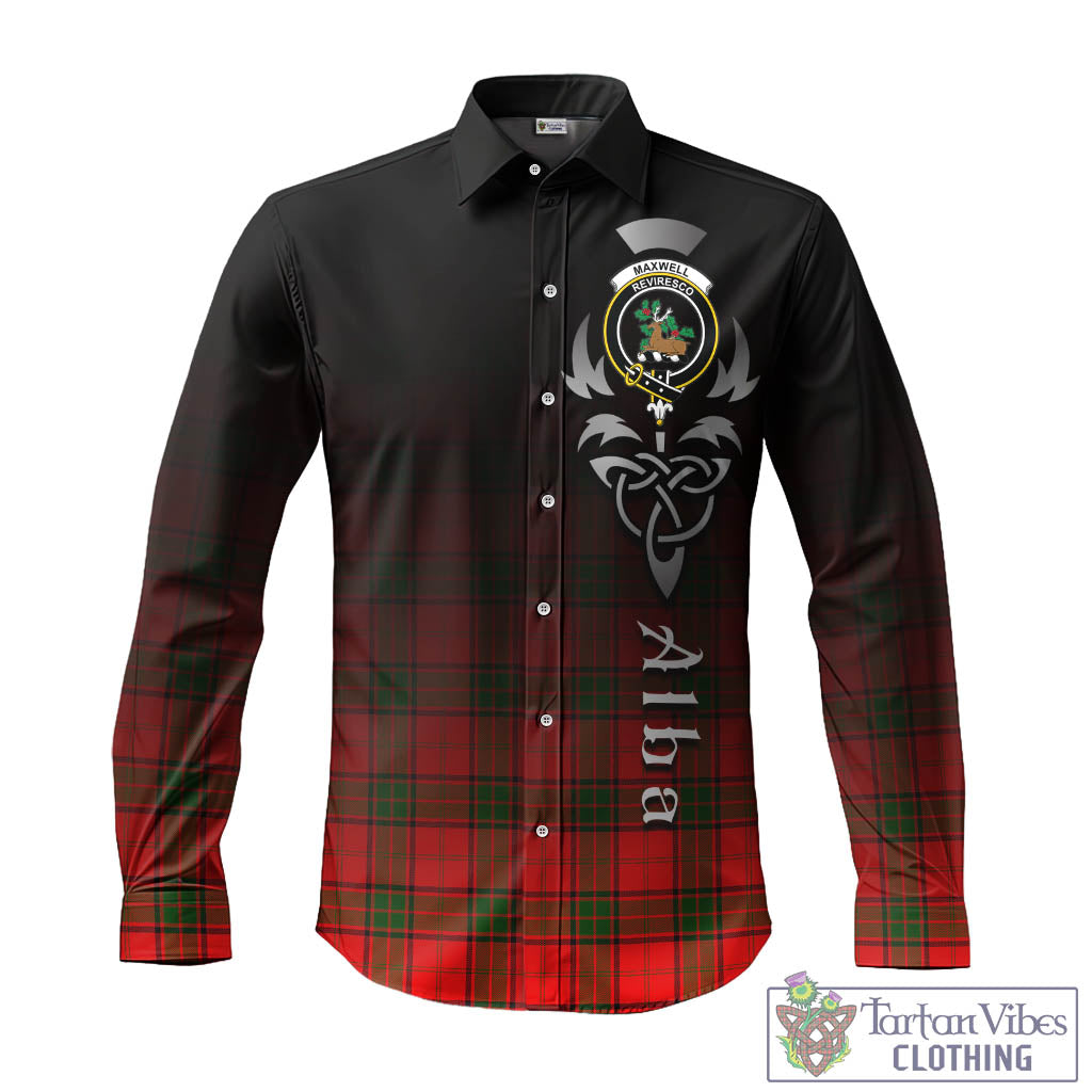 Tartan Vibes Clothing Maxwell Modern Tartan Long Sleeve Button Up Featuring Alba Gu Brath Family Crest Celtic Inspired