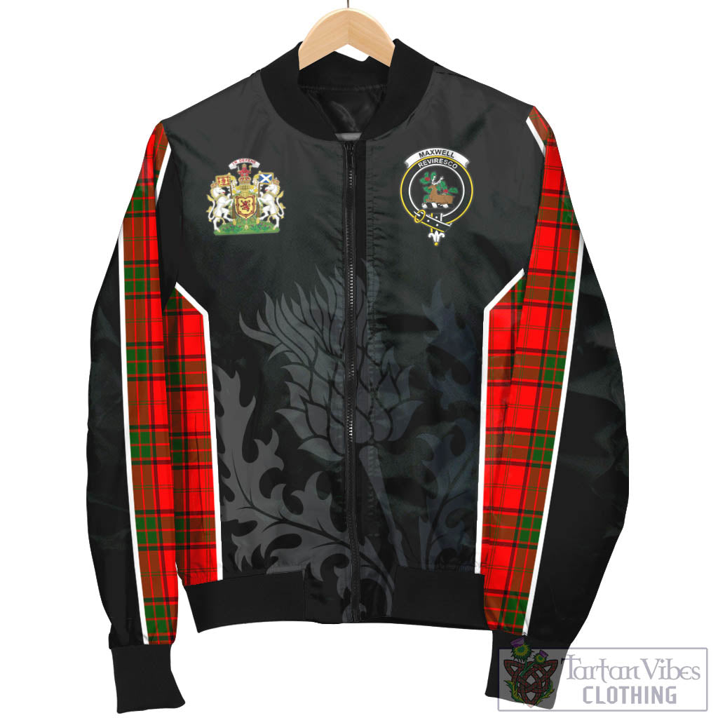 Tartan Vibes Clothing Maxwell Modern Tartan Bomber Jacket with Family Crest and Scottish Thistle Vibes Sport Style