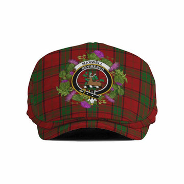 Maxwell Scotland Tartan Crest Thistle Heritage Flat Cap, Jeff Cap