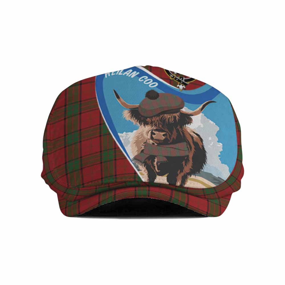 Maxwell Scottish Heilan Coo Tartan Crest Flat Cap, Jeff Cap Flat Cap - Tartan Vibes Clothing
