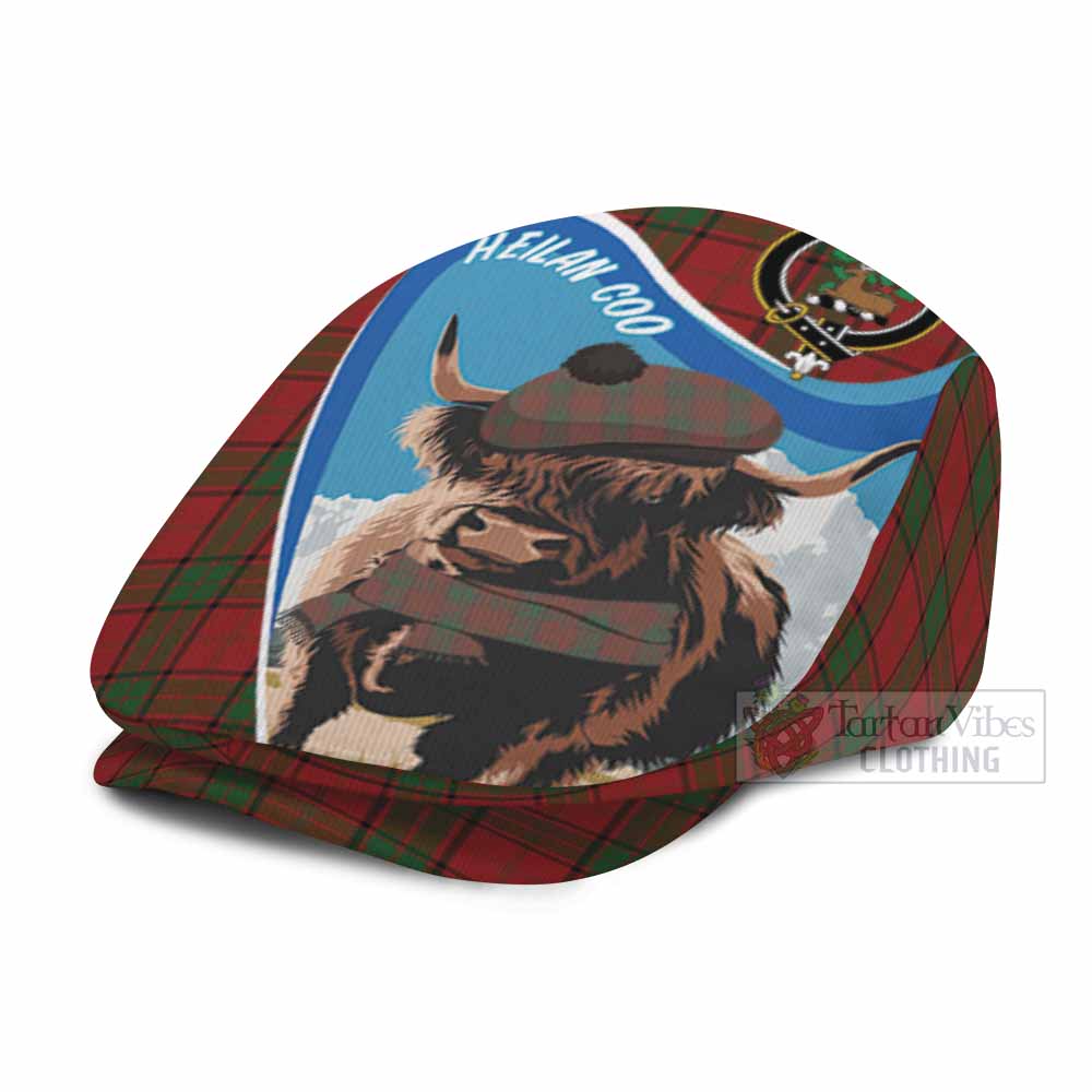 Maxwell Scottish Heilan Coo Tartan Crest Flat Cap, Jeff Cap - Tartan Vibes Clothing