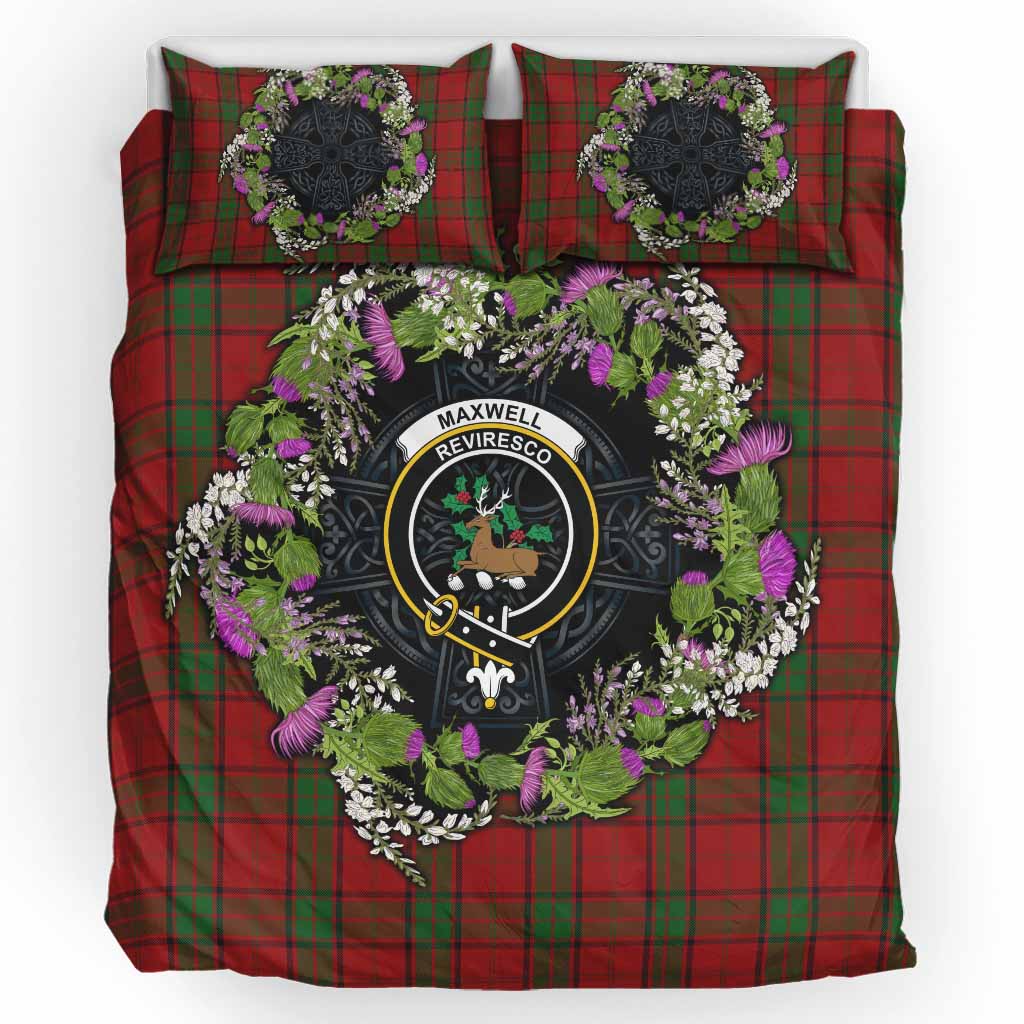Maxwell Scottish Tartan White Heather With Thistle Bedding Set Beir Buaidh! UK Bedding Set UK King 91*87 inch - Tartan Vibes Clothing