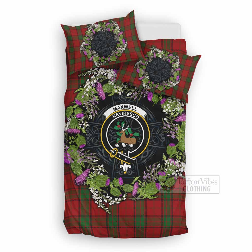 Maxwell Scottish Tartan White Heather With Thistle Bedding Set Beir Buaidh! UK Bedding Set UK Double 79*79 inch - Tartan Vibes Clothing