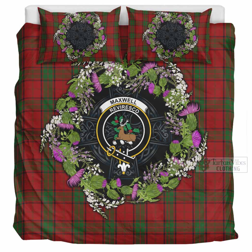 Maxwell Scottish Tartan White Heather With Thistle Bedding Set Beir Buaidh! UK Bedding Set UK Super King 104*94 inch - Tartan Vibes Clothing