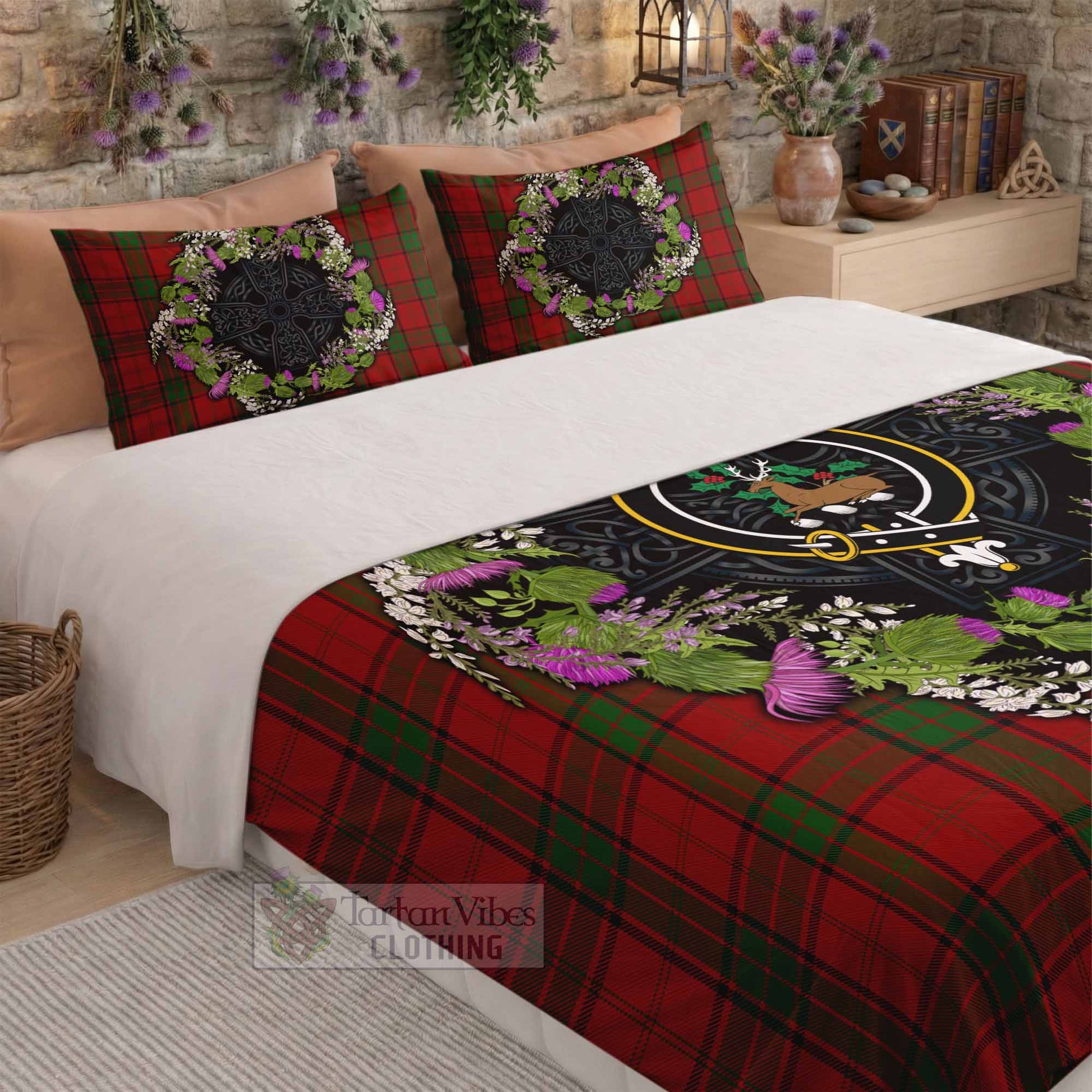 Maxwell Scottish Tartan White Heather With Thistle Bedding Set Beir Buaidh! - Tartan Vibes Clothing