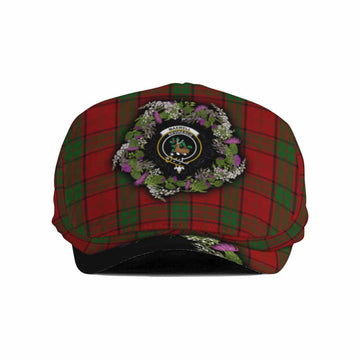 Maxwell Scottish Tartan White Heather With Thistle Flat Cap, Jeff Cap Beir Buaidh!